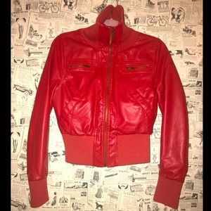 SOLD! Red Faux leather Jacket